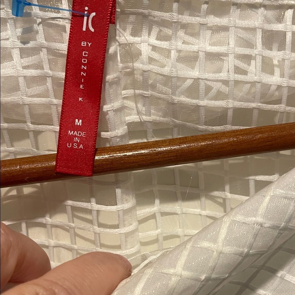 White Sheer Grid Pattern Top - image 4